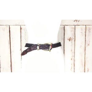 Dark brown woven braided leather belt